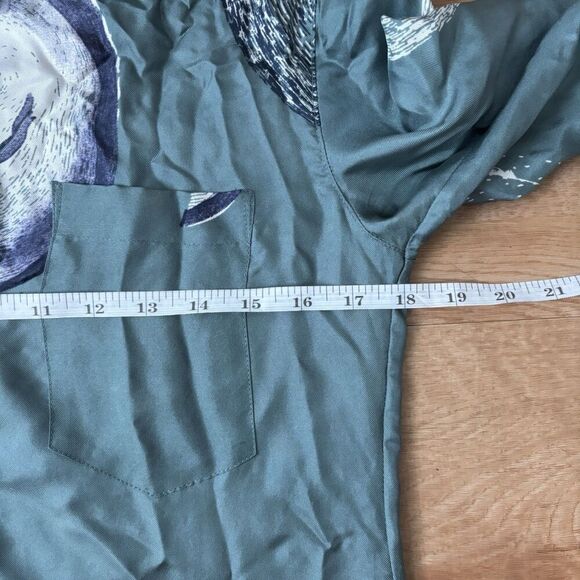 Anthropologie Zoologist Dress Size 2 Rabbit 100% Silk Charlotte Linton Blue - Picture 9 of 12